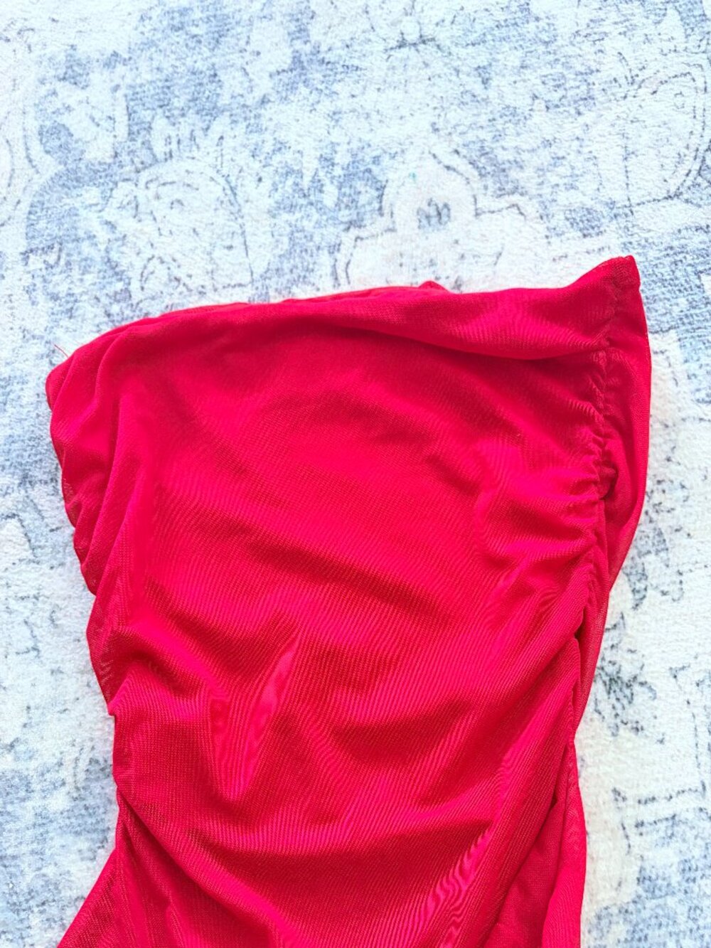 Tiger Mist Red Ruched Strapless Tube Top Size S